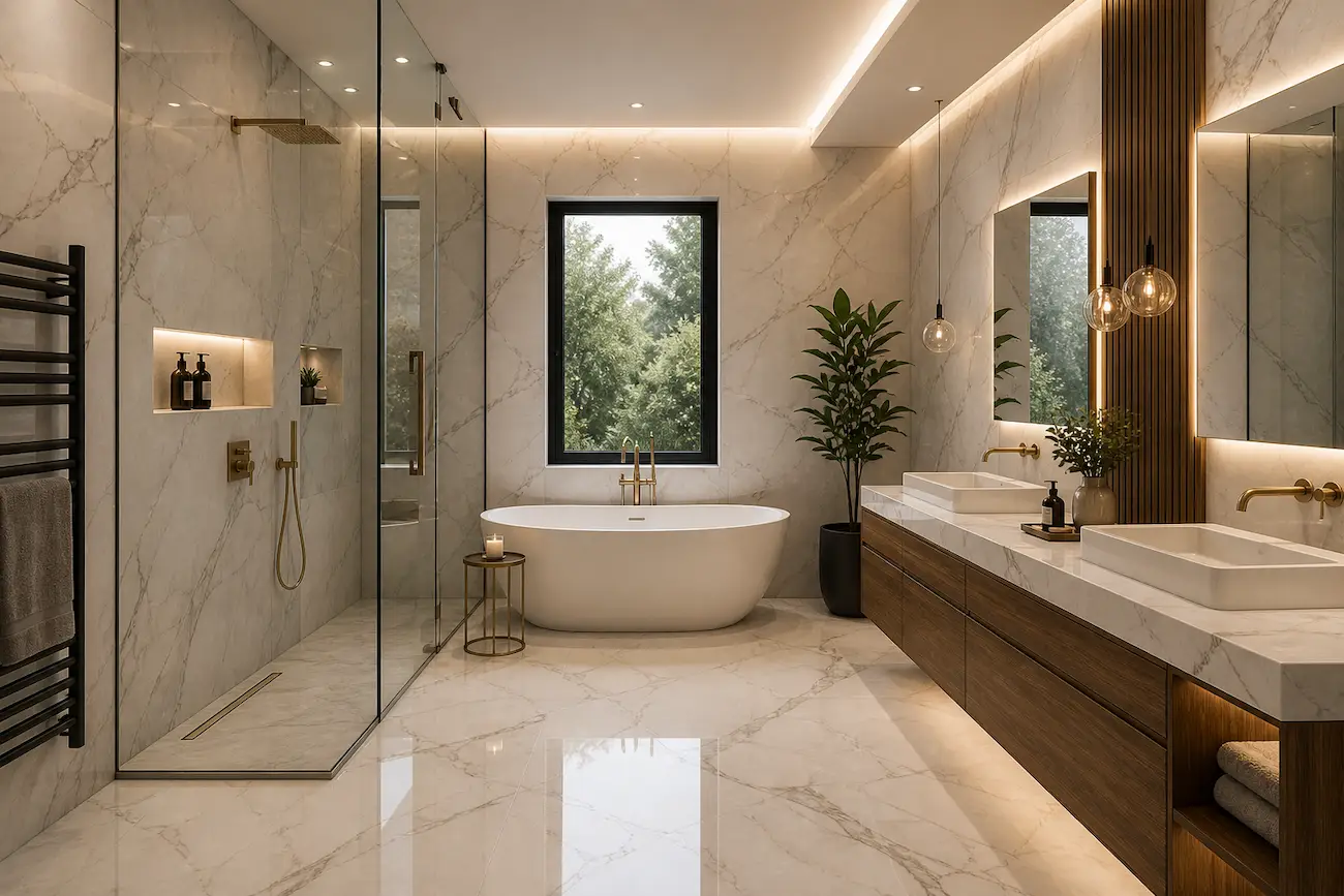 luxury bathroom renovation richmond hill with freestanding tub and custom vanity